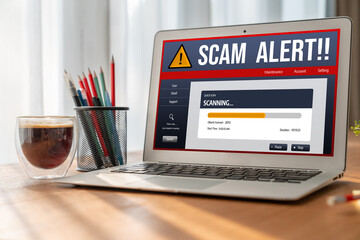 Aufkleber - cyber security software show alert of cyber attack for protection snugly. danger from virus, phishin