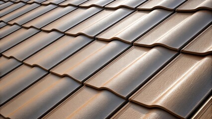 Aufkleber - A medium closeup showcasing a group of innovative roofing tiles arranged in a slanted pattern highlighting their textured finish which promotes water flow while seamlessly