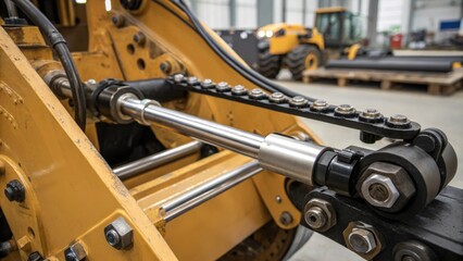 Poster - A medium closeup showing the machines articulated joints and hydraulic components that allow for precision maneuverability revealing intricate engineering and mobility features.