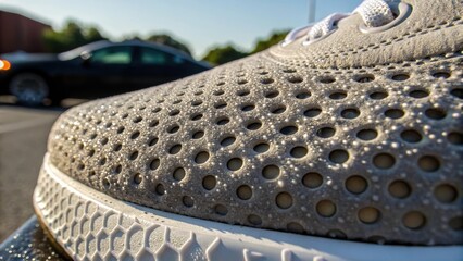 Poster - A unique closeup of a porous heatreflective material that allows air circulation featuring tiny holes that contribute to its ventilation properties.