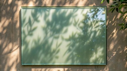Aufkleber - Closeup of a recycled glass panel installed in an experimental design emphasizing its reflective qualities as it catches faint shadows from nearby foliage creating a harmony
