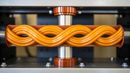 Poster - Closeup of a selfrepairing module being tested under stress highlighting the dynamic response of the material as it bends and flexes without permanent deformation.
