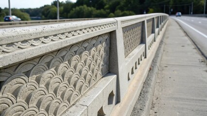 Aufkleber - Medium closeup highlighting a concrete bridge panel with textured surface patterns that enhance both aesthetics and grip for vehicles.