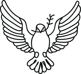 hand drawn flat design dove outline