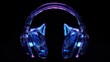 © mochalfin - Crystal Headphones, Dog Design, Dark Background, Music