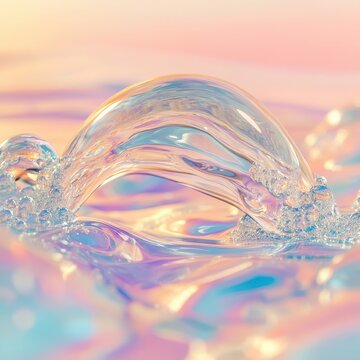 Bubble drop bends gently on a soft shimmering background