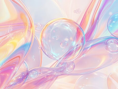Bubble haze spins gently on a pastel swirling background