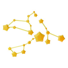Fototapete - 3d Different Star Constellations Set Space Concept Cartoon Design Style Isolated on a White Background . Vector illustration