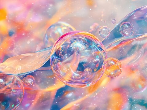 Surreal thread effect with a twisting bubble stroke element