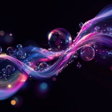 Bubble thread curves gently on a surreal waving background