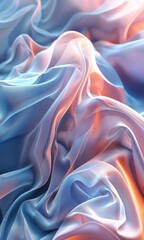 Poster - Beautiful textured fabric with soft waves in shades of blue and orange capturing light elegantly