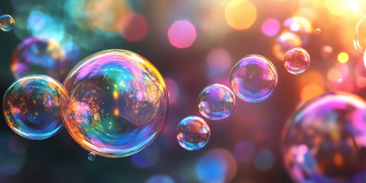Chromatic burst background with a swirling bubble thread effect