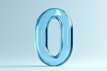 Leinwandbilder - Blue number zero in transparent glass design with smooth glossy surface symbolizing clean minimalism and futuristic digital style, Generative AI