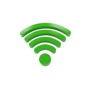 A vibrant green wifi signal symbolizing a strong and reliable connection, rendered in a sleek 3D style.