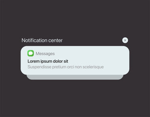 Aufkleber - Smartphone notification center template, displaying alerts and new message on screen