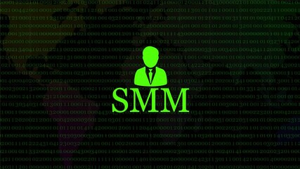 Internet, business, Technology and Binary code concept. SMM Social Media Marketing. 3d illustration