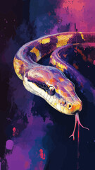 Poster - Vibrant Snake Watercolor Digital Art in Minimalist SVG Vector Style