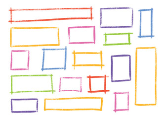 Poster - Rough crayon or chalk rectangle highlight set in pastel colors. Sketchy hand drawn marker or ink shapes of underline elements in grunge style for drawing attention and emphasizing important text