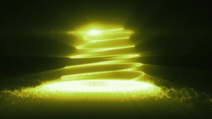 Poster - Abstract green magical shiny christmas tree bright beautiful energy lines festive background