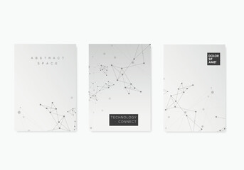 Fototapete - Vector banner design, connecting dots and lines. Global network connection. Geometric connected abstract background