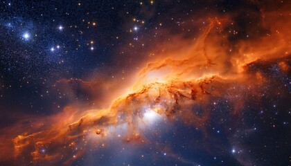 Nebula background Bright outer space Color starry universe Orange stardust texture Deep space with constellations Glowing galaxy with stars