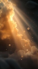 Aufkleber - dramatic sky with clouds and rays of light shining through.