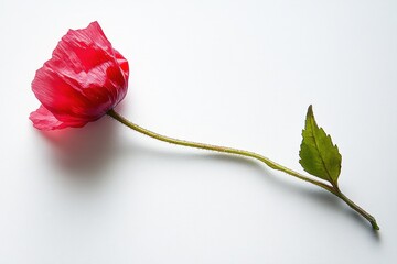Wall Mural - delicate red poppy blossom on a long stem.