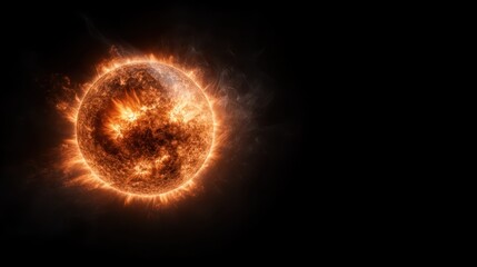 Poster - An intense and captivating image of a fiery sun surrounded by dynamic flames and smoke, representing the powerful energy and beauty of the universe in a stunning visual format.