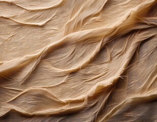 Wall Mural - close-up of beige textured fabric with wavy pleats and delicate patterns