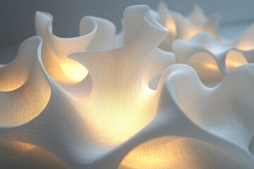 Poster - Unique abstract lamp design created with textured fabric and soft warm lighting