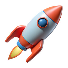 Poster - 3D Plastic Rocket Launch Icon - Business Startup Symbol PNG

