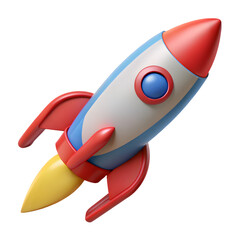 Poster - 3D Plastic Rocket Ship Icon - Startup Launch Symbol PNG


