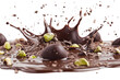 © Kanurism - Dark Chocolate and Pistachio Splash A Decadent Dessert  isolated on transparent background
