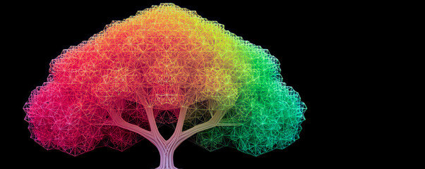 Poster - Fractal miracle tree of Pythagoras showcasing vibrant geometric design and symmetry