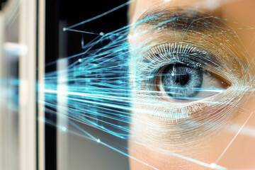 Aufkleber - Biometric scanner technology embedded in doorframe captures light pulses for identity verification