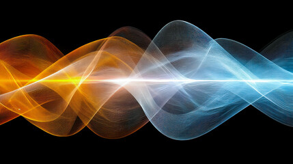 Poster - Dynamic wave of colorful lines creates energy flow effect on black background