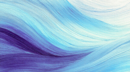 Poster - Flowing indigo brushstrokes create calming organic watercolor pattern on textured paper background