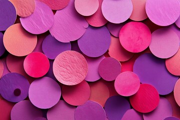 Poster - An overhead shot of many colorful circles overlapping in shades of pink and purple creating a pattern