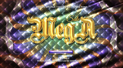 Poster - 3D Mega Sale gold text effect lettering