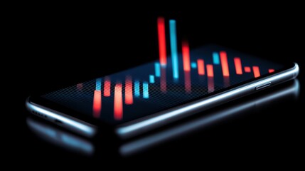 Poster - Stock market analysis on mobile device with vibrant colors