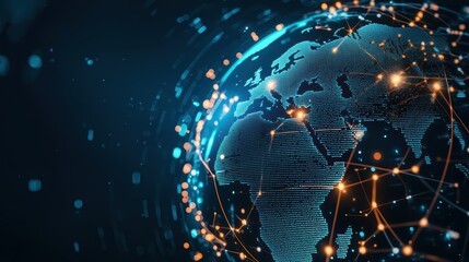 Poster - Connected digital globe with modern data visualization