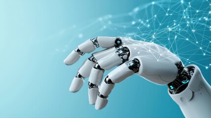 Poster - Futuristic robotic hand with digital connection elements