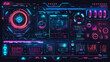 © HomeyCosy - Futuristic Neon Display Panel with Interactive Digital Elements, High-Tech Graphs, and Abstract Design for Technology Inspired Visuals