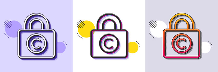 Poster - copyright locker line icon. halftone dotted pattern. gradient icon with grain shadow. copywriting si