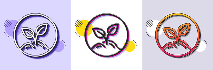 Poster - Startup line icon. Halftone dotted pattern. Gradient icon with grain shadow. Idea leaves sign. Launch project symbol. Line startup icon. Various designs. Vector