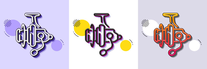 Poster - fishing reel line icon. halftone dotted pattern. gradient icon with grain shadow. fisherman coil sig