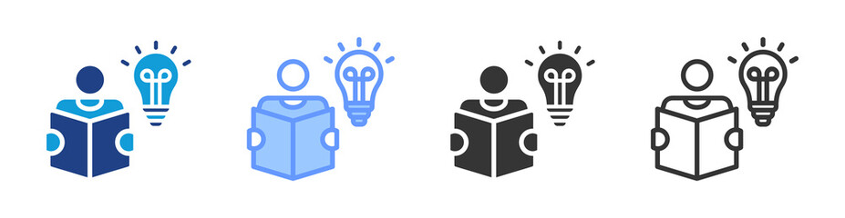 Poster - Reading icon set multiple style collection
