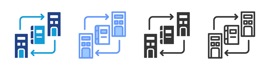 Poster - Interlibrary Loan icon set multiple style collection