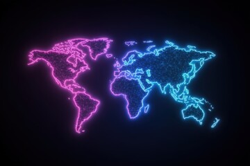 world map neon style continents