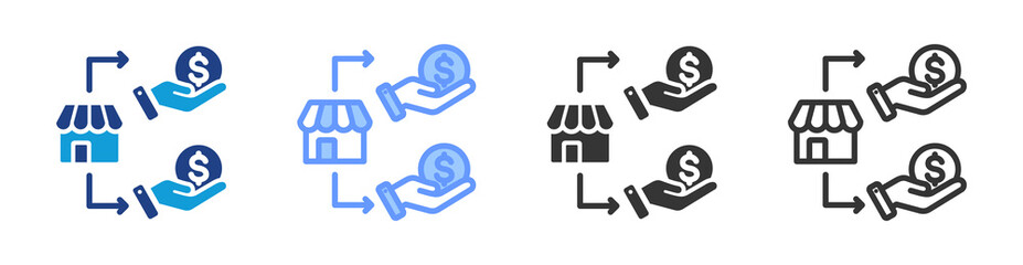 Poster - Franchise Financing icon set multiple style collection